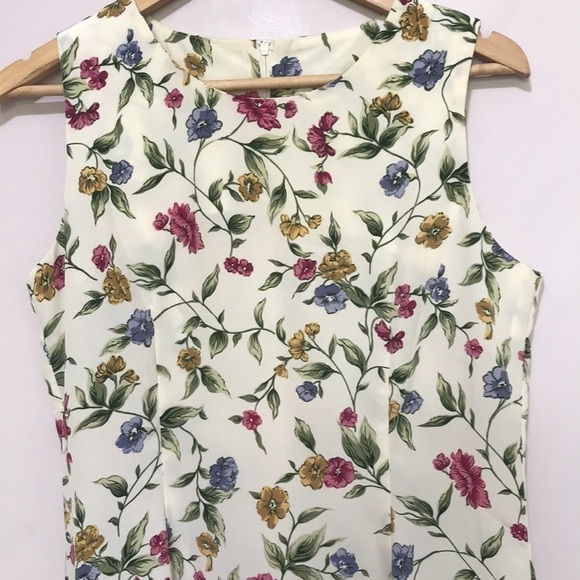 Vintage Em Elle sleeveless floral maxi dress size 8 cream - Picture 2 of 10